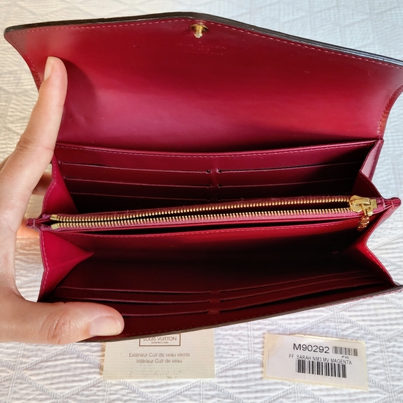 Louis Vuitton sarah wallet magenta vernis leather authentic - Picture 5 of 8